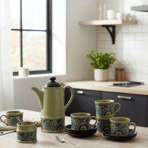 Vintage 60’s / 70’s Sadler Flower Power 16 piece Coffee Set